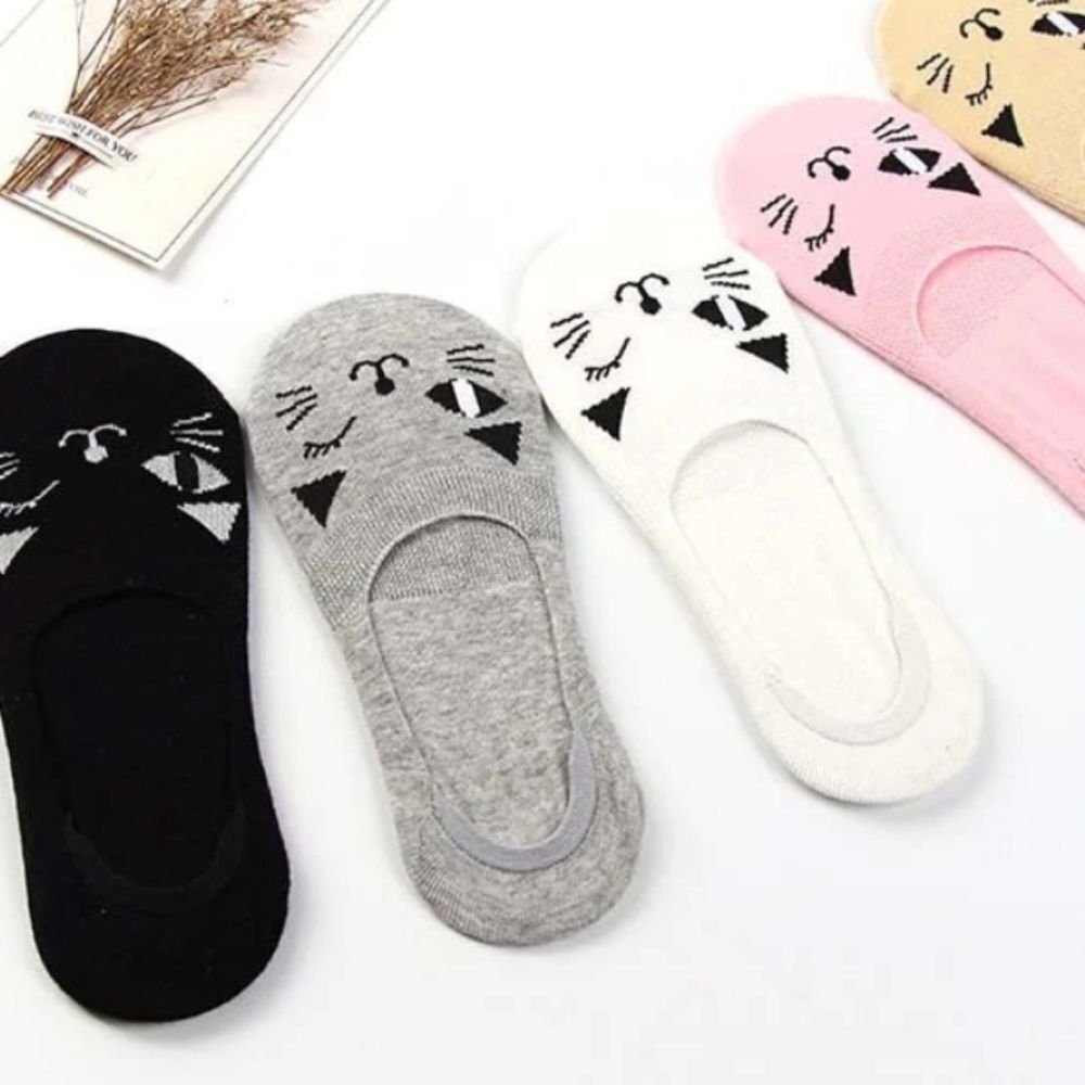 cat no show socks with inner ankle grip - Picture 2 of 2